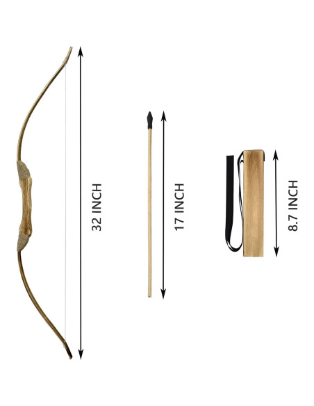 Juego de Arco y Flecha de Madera Basbon 81 cm para Niños