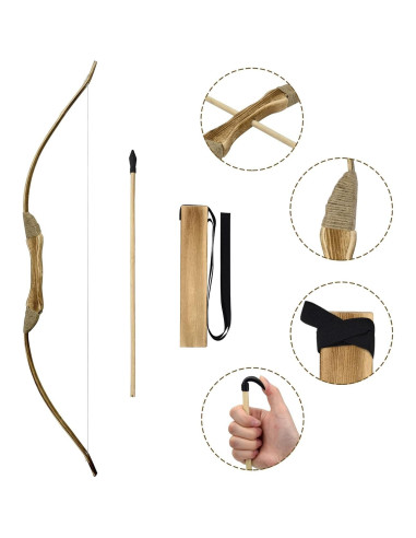 Juego de Arco y Flecha de Madera Basbon 81 cm para Niños