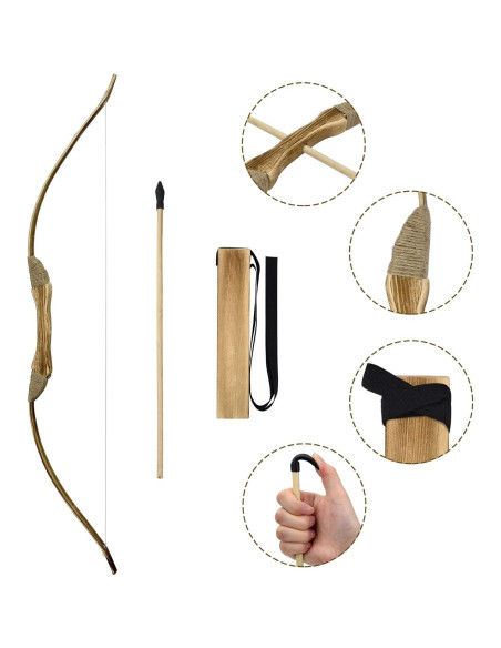 Juego de Arco y Flecha de Madera Basbon 81 cm para Niños