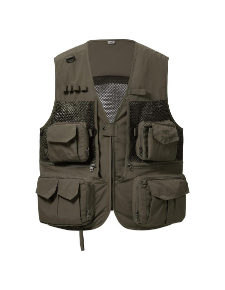 Chaleco de Carga Utilitario Bassdash Verde Militar Mediano