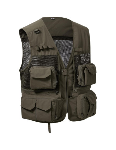 Chaleco de Carga Utilitario Bassdash Verde Militar Mediano