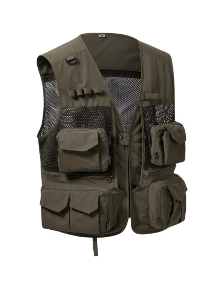 Chaleco de Carga Utilitario Bassdash Verde Militar Mediano