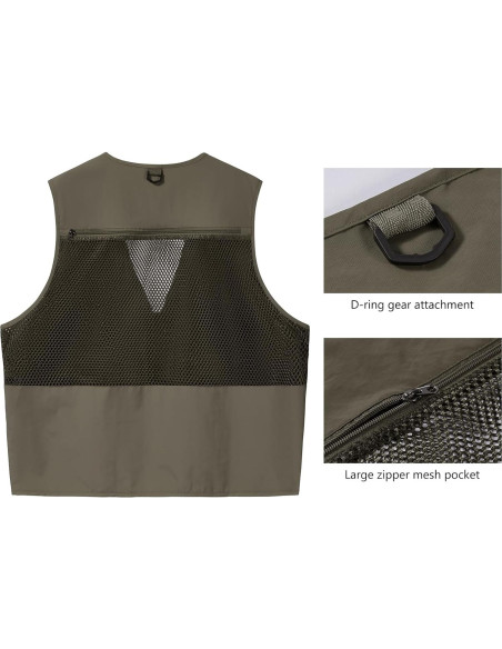 Chaleco de Carga Utilitario Bassdash Verde Militar Mediano