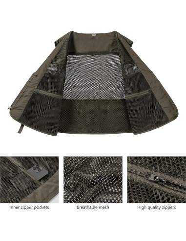 Chaleco de Carga Utilitario Bassdash Verde Militar Mediano