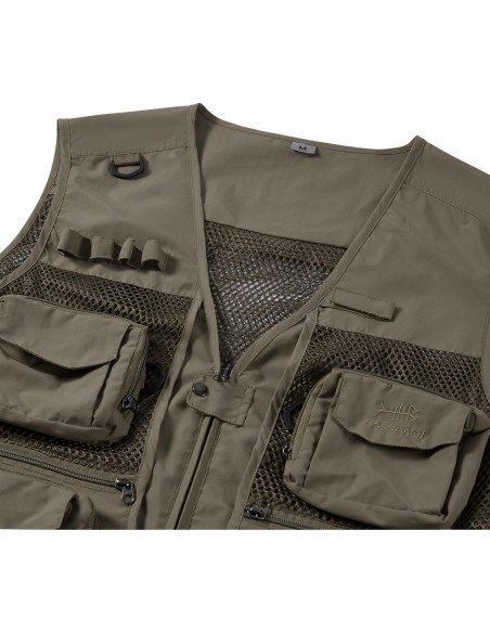 Chaleco de Carga Utilitario Bassdash Verde Militar Mediano