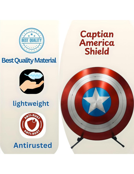 Escudo de Capitán América 22" (55.88 cm) - Metal con Agarre de Cuero Escudo de Capitán América 22" (55.88 cm) - Metal con Agarre de Cuero