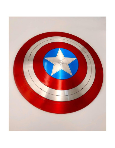 Escudo de Capitán América 22" (55.88 cm) - Metal con Agarre de Cuero