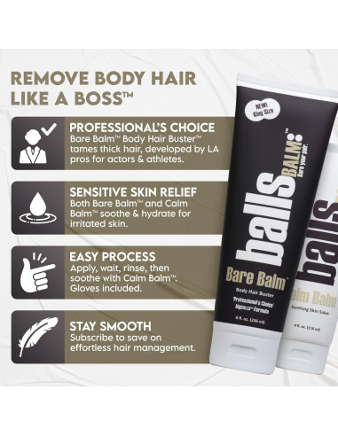 Bare Balm - Crema Eliminadora de Vello Corporal Masculino 227g