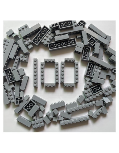 Paquete de 100 Ladrillos Grises y Negros Weiyeele - 12 Tamaños