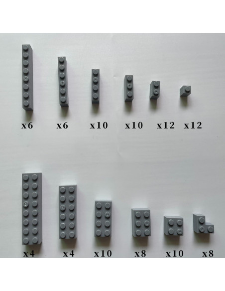 Paquete de 100 Ladrillos Grises y Negros Weiyeele - 12 Tamaños