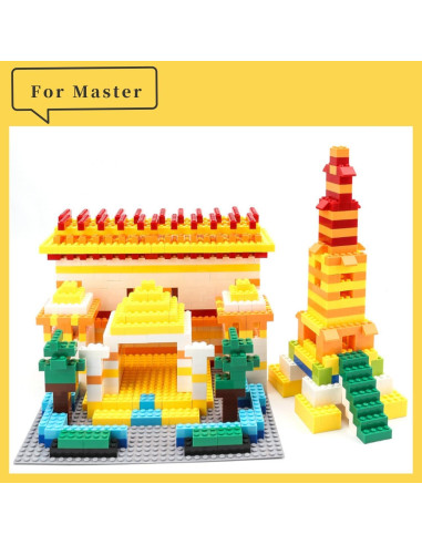 Paquete de 100 Ladrillos Grises y Negros Weiyeele - 12 Tamaños