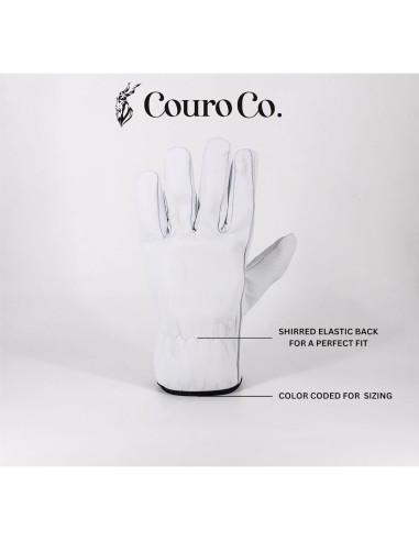 Guantes de Trabajo de Cuero de Piel de Cabra - 3 Pares - Mediano a Extra Grande