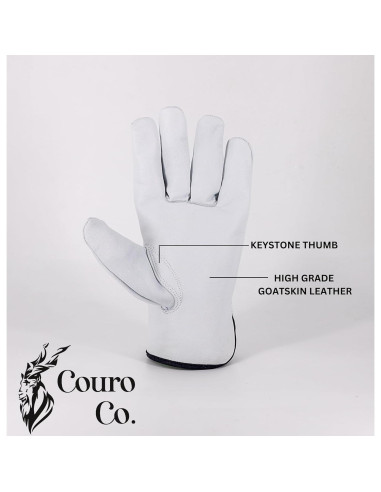 Guantes de Trabajo de Cuero de Piel de Cabra - 3 Pares - Mediano a Extra Grande