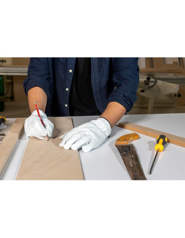 Guantes de Trabajo de Cuero de Piel de Cabra - 3 Pares - Mediano a Extra Grande