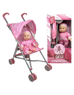 Set de Muñeca Bebé con Carrito Rosa - 30.48 cm - 1.48 kg