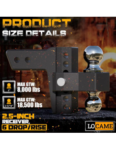 Enganche de Remolque Ajustable LOCAME LC0025 18,500 lbs Negro 2