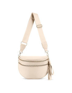 Bolso de Cintura para Mujeres Beige de Nailon 31x14x22 cm