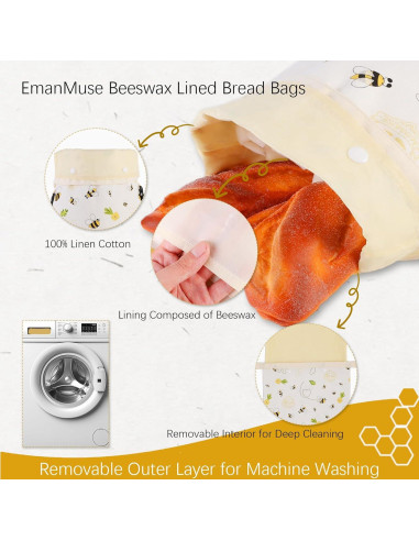 Bolsas de Pan de Cera de Abeja EmanMuse XL Reutilizables