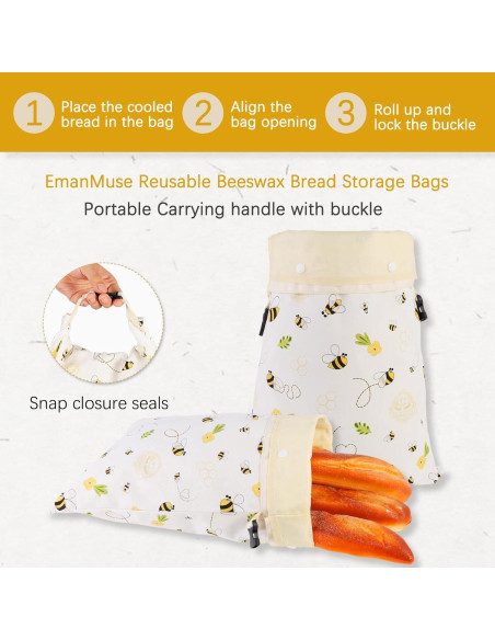 Bolsas de Pan de Cera de Abeja EmanMuse XL Reutilizables