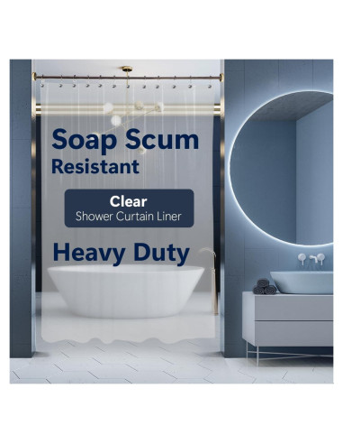 Cortina de Ducha Epica de Vinilo Transparente 1.83m x 1.83m