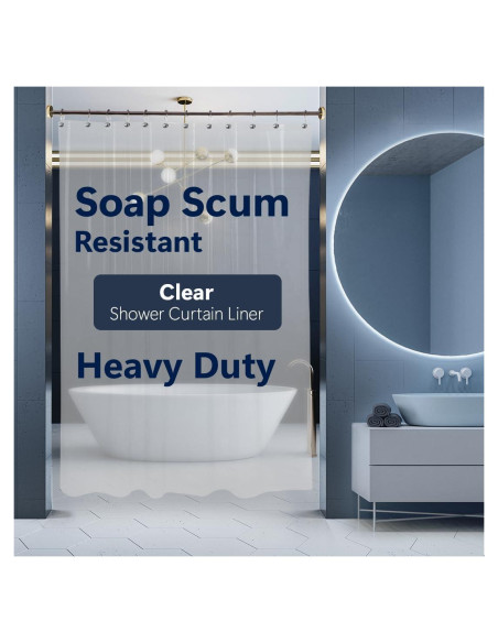 Cortina de Ducha Epica de Vinilo Transparente 1.83m x 1.83m