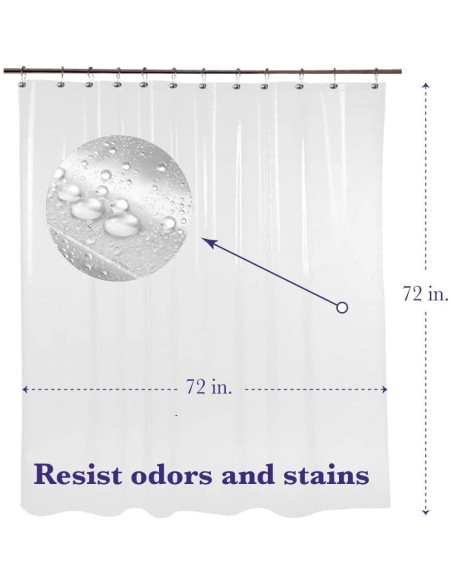 Cortina de Ducha Epica de Vinilo Transparente 1.83m x 1.83m