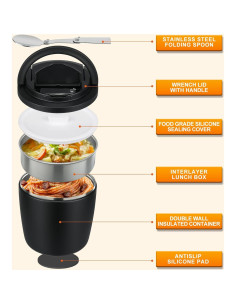 Contenedor de Almuerzo MAXSO 40 oz Acero Inoxidable Aislado 2