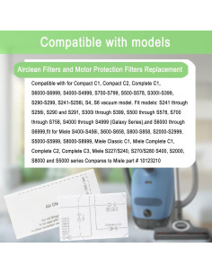 8 Filtros de Aire y Motor MalhSlix para Aspiradoras Miele 2