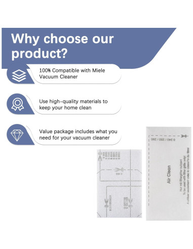 8 Filtros de Aire y Motor MalhSlix para Aspiradoras Miele