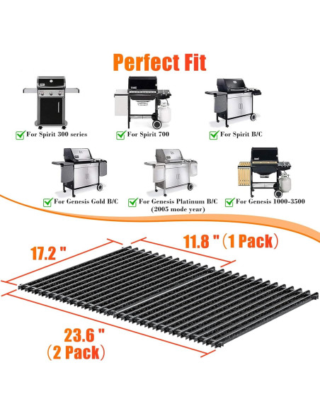 Rejillas de Parrilla GRISUN 7525 para Weber Spirit 300 Series