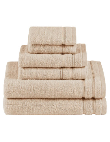 Conjunto de Toallas de Baño 6 Piezas Comfort Spaces 100% Algodón Beige