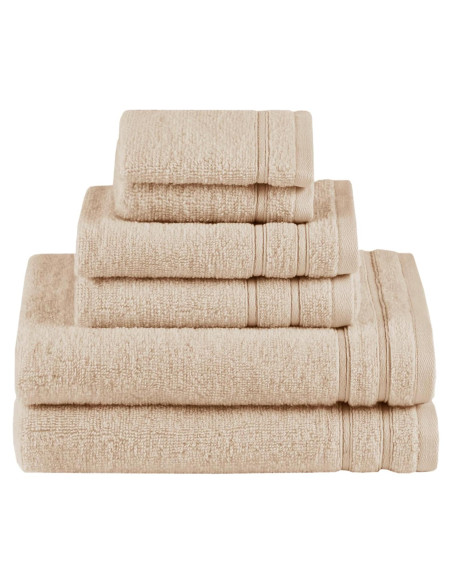 Conjunto de Toallas de Baño 6 Piezas Comfort Spaces 100% Algodón Beige