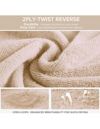 Conjunto de Toallas de Baño 6 Piezas Comfort Spaces 100% Algodón Beige