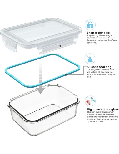 Juego de 18 Contenedores de Almacenamiento de Vidrio AILTEC