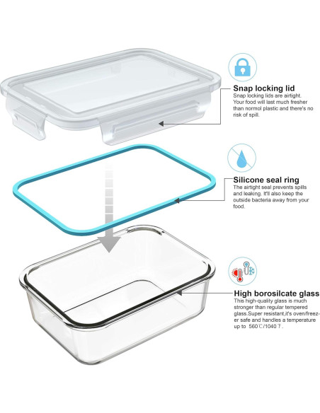 Juego de 18 Contenedores de Almacenamiento de Vidrio AILTEC