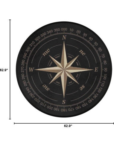 Alfombra Circular Antideslizante Bardic Rosa de Compás 160cm