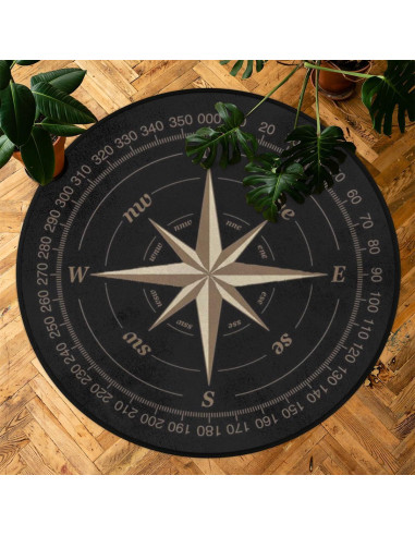 Alfombra Circular Antideslizante Bardic Rosa de Compás 160cm