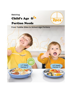 Platos Divididos de Acero Inoxidable Bakpoco 22.86 cm - 2 Pzs 2