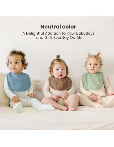 Konssy Paquete de 10 Baberos de Muselina para Bebés Unisex