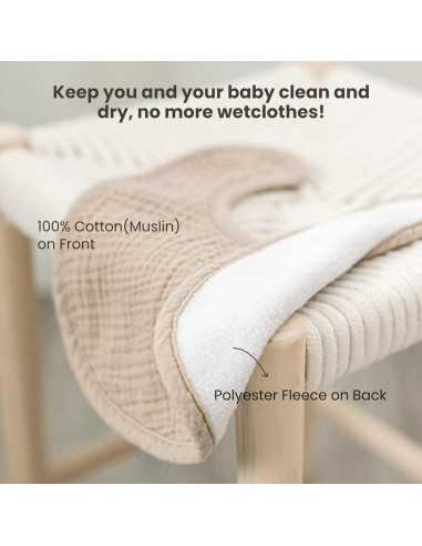 Konssy Paquete de 10 Baberos de Muselina para Bebés Unisex