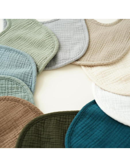 Konssy Paquete de 10 Baberos de Muselina para Bebés Unisex