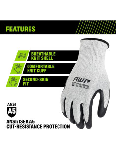 Guantes de Trabajo AWP ANSI A5 Resistentes a Cortes - Grande 2