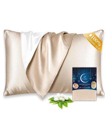 Funda de Almohada Utukky 100% Seda de Morera 22 Momme Estándar