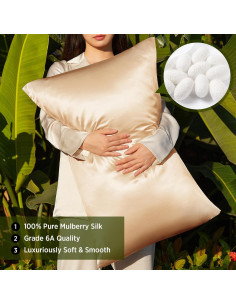 Funda de Almohada Utukky 100% Seda de Morera 22 Momme Estándar 2