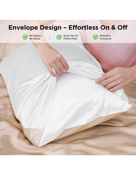 Funda de Almohada Utukky 100% Seda de Morera 22 Momme Estándar