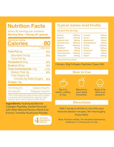 Polvo de Colágeno Hidrolizado Vainilla Further Food 630g