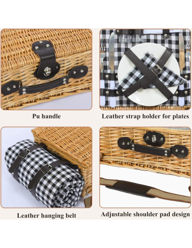 Cesta de Picnic para 2 HYBDAMAI con Manta Impermeable y Enfriador