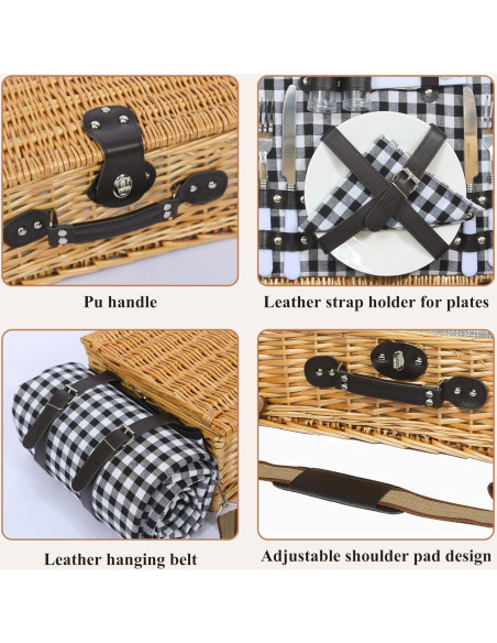 Cesta de Picnic para 2 HYBDAMAI con Manta Impermeable y Enfriador