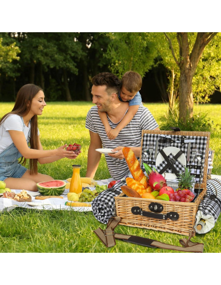 Cesta de Picnic para 2 HYBDAMAI con Manta Impermeable y Enfriador