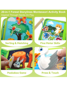 Libro Ocupado Montessori Kikiyaki Bosque 20 en 1 para Niños 2